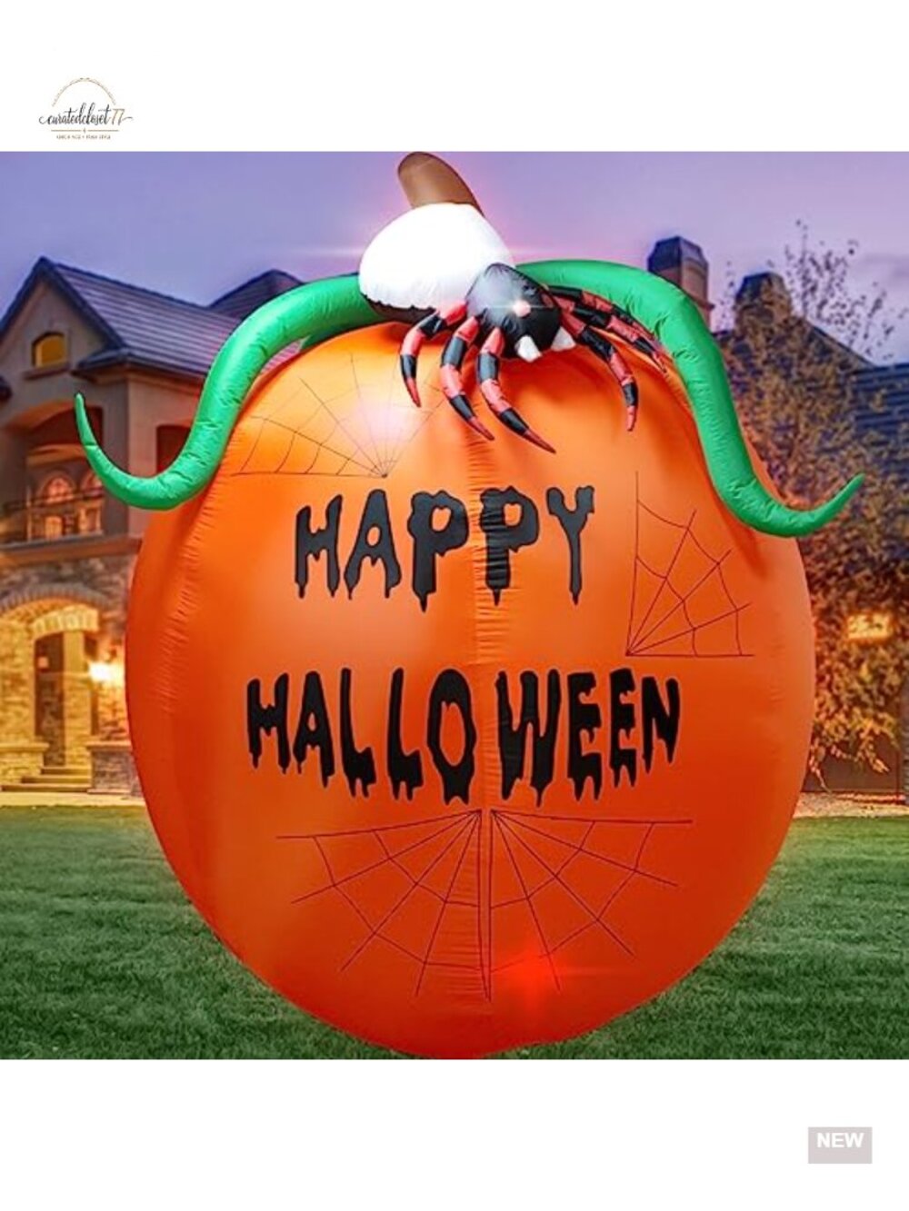 6ft Giant Inflatable Pumpkin Halloween Outdoor Decoration with LED Lights